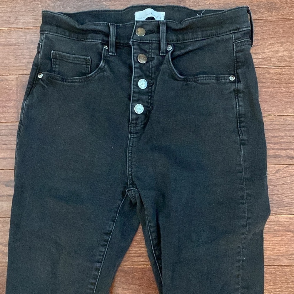 Loft black flare crop jeans